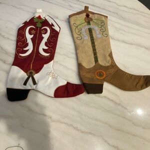 Festive Cowboy Boot Christmas Stockings